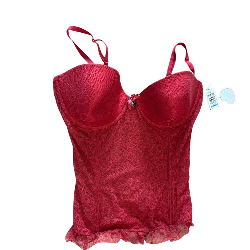 Jessica Simpson Red Hearts Lace Bustier Corset NWT Size 38C Ret. $58